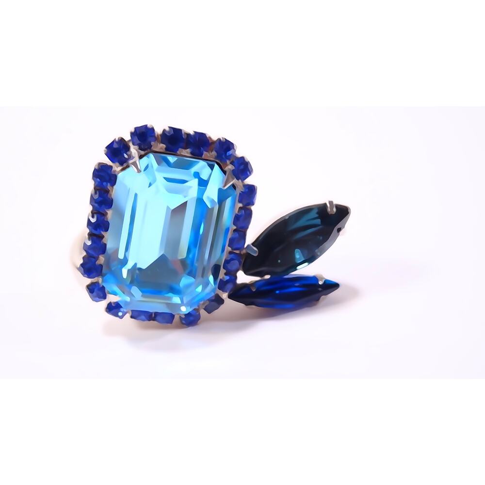 Joomi Lim Women's Madison Crystal Square Lapis Wing Ring Sz 6 NWOT 145